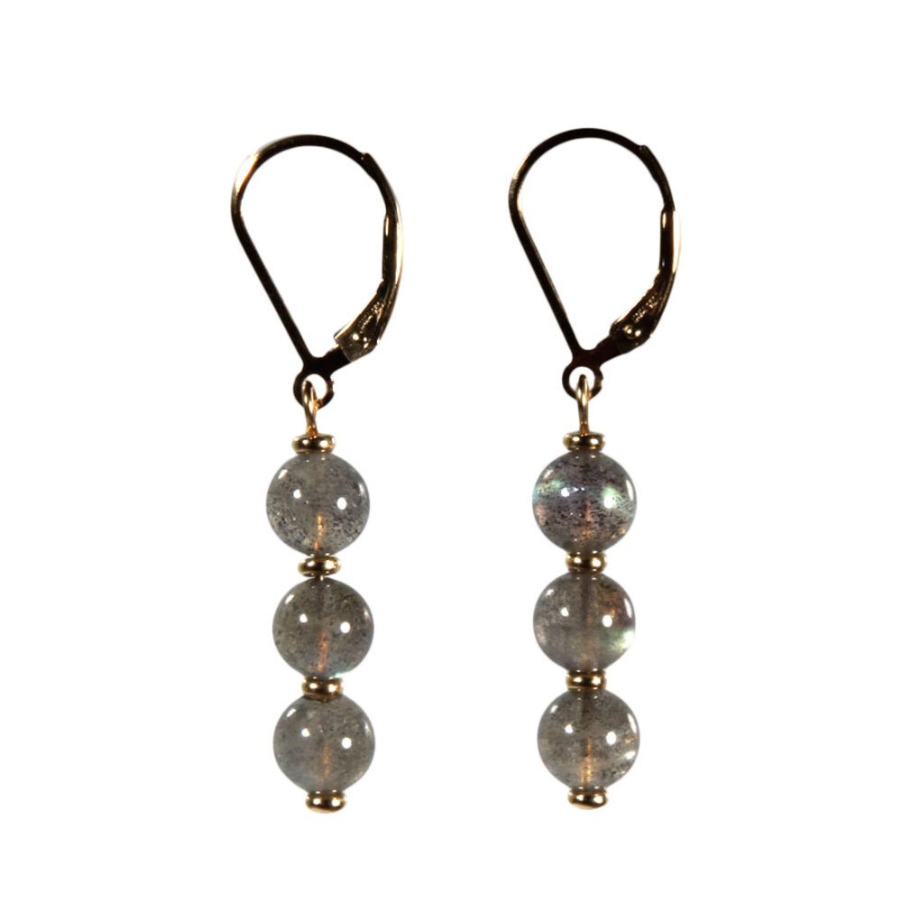 Gold filled oorbellen labradoriet A-kwaliteit | 3 bolletjes