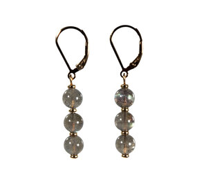 Gold filled oorbellen labradoriet A-kwaliteit | 3 bolletjes