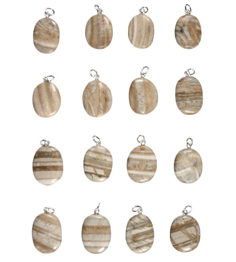 Aragoniet (bruin) hanger met zilveren oogje Aragoniet (bruin) hanger met zilveren oogje