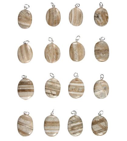 Aragoniet (bruin) hanger met zilveren oogje Aragoniet (bruin) hanger met zilveren oogje