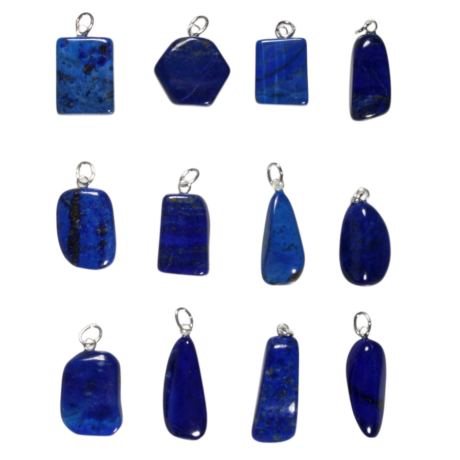 Lapis lazuli hanger A-kwaliteit met zilveren oogje