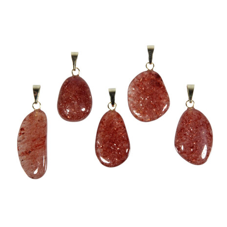 Aventurijn (rood) hanger met 14k gouden oogje