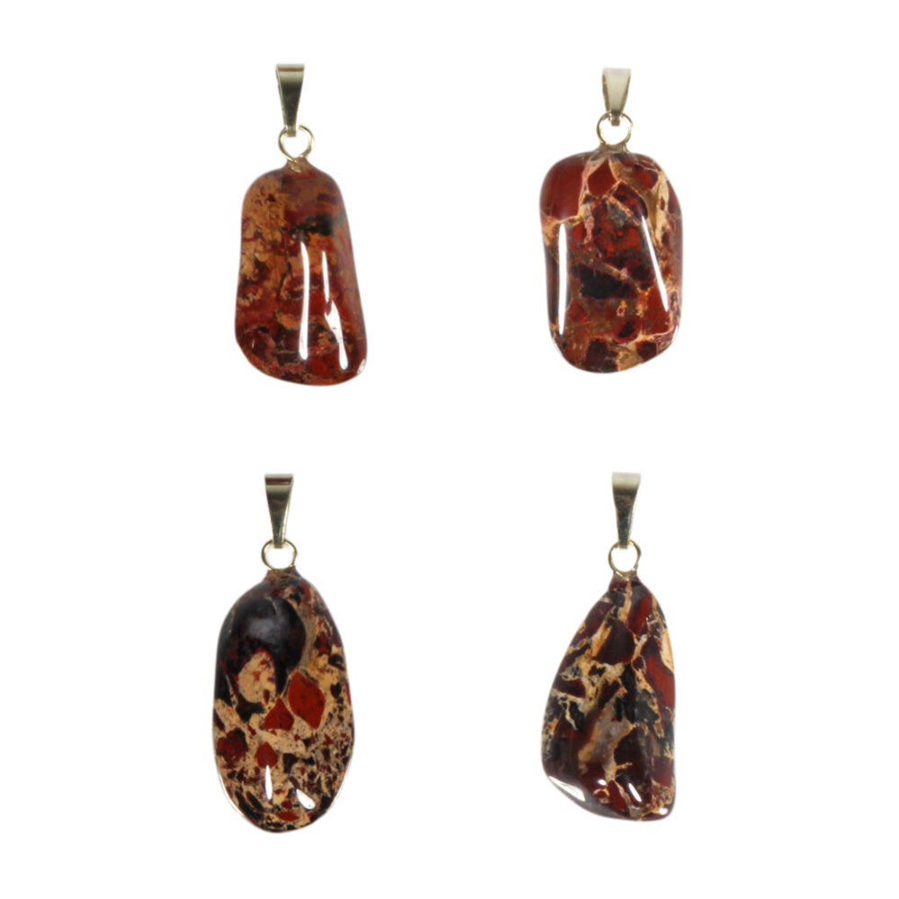 Jaspis (breccie) hanger met 14k gouden oogje Jaspis (breccie) hanger met 14k gouden oogje