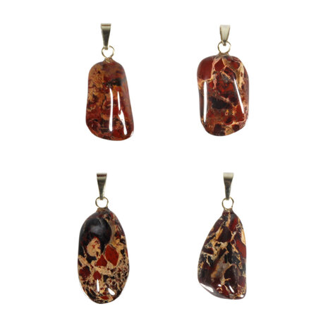 Jaspis (breccie) hanger met 14k gouden oogje Jaspis (breccie) hanger met 14k gouden oogje