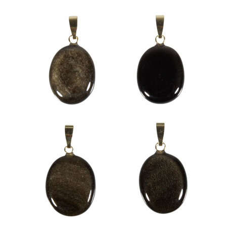 Goud obsidiaan hanger ovaal met 14k gouden oogje Goud obsidiaan hanger ovaal met 14k gouden oogje