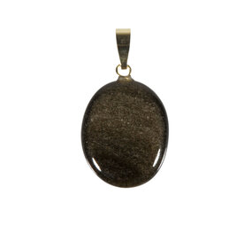 Goud obsidiaan hanger ovaal met 14k gouden oogje Goud obsidiaan hanger ovaal met 14k gouden oogje