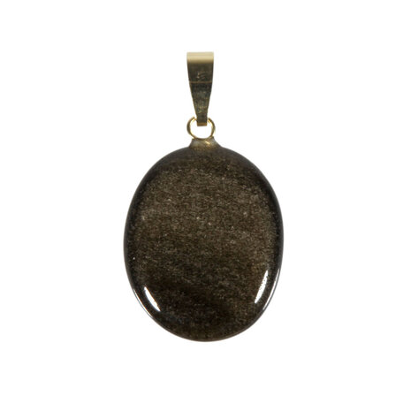 Goud obsidiaan hanger ovaal met 14k gouden oogje Goud obsidiaan hanger ovaal met 14k gouden oogje