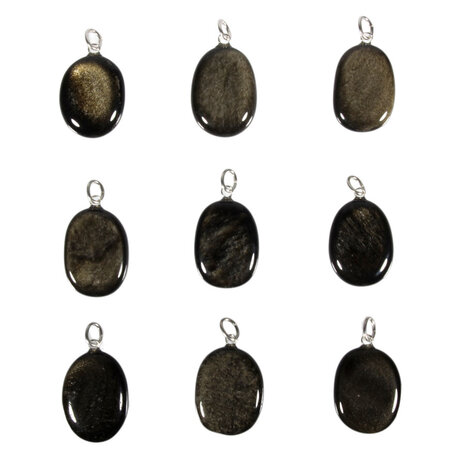 Goud obsidiaan ovaal met zilveren oogje Goud obsidiaan ovaal met zilveren oogje