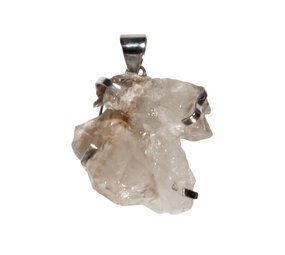 Zilveren hanger rookkwarts (alligator) | kristal 3 x 2,4 cm