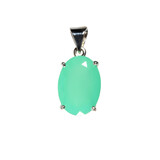 Zilveren hanger chrysopraas | ovaal facet gezet 2 x 1,4 cm Zilveren hanger chrysopraas | ovaal facet gezet 2 x 1,4 cm