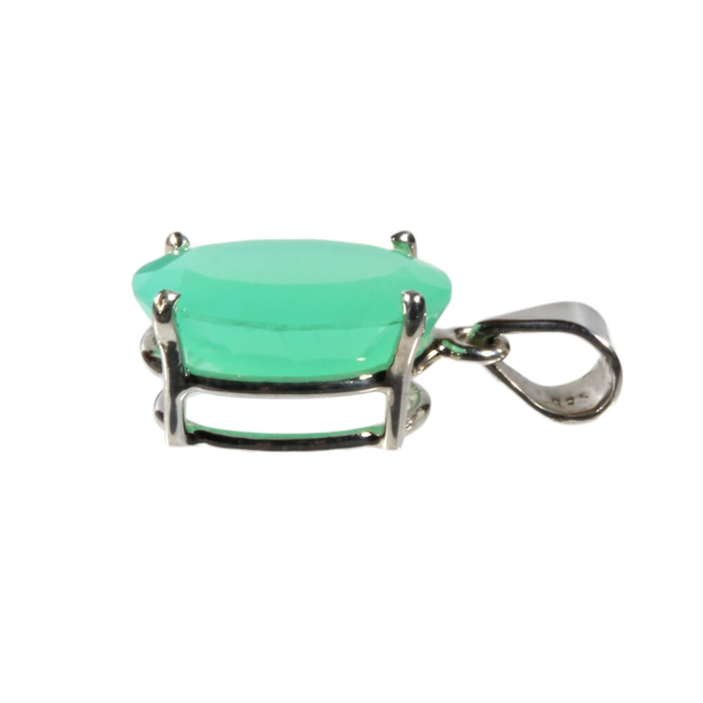Zilveren hanger chrysopraas | ovaal facet gezet 2 x 1,4 cm Zilveren hanger chrysopraas | ovaal facet gezet 2 x 1,4 cm