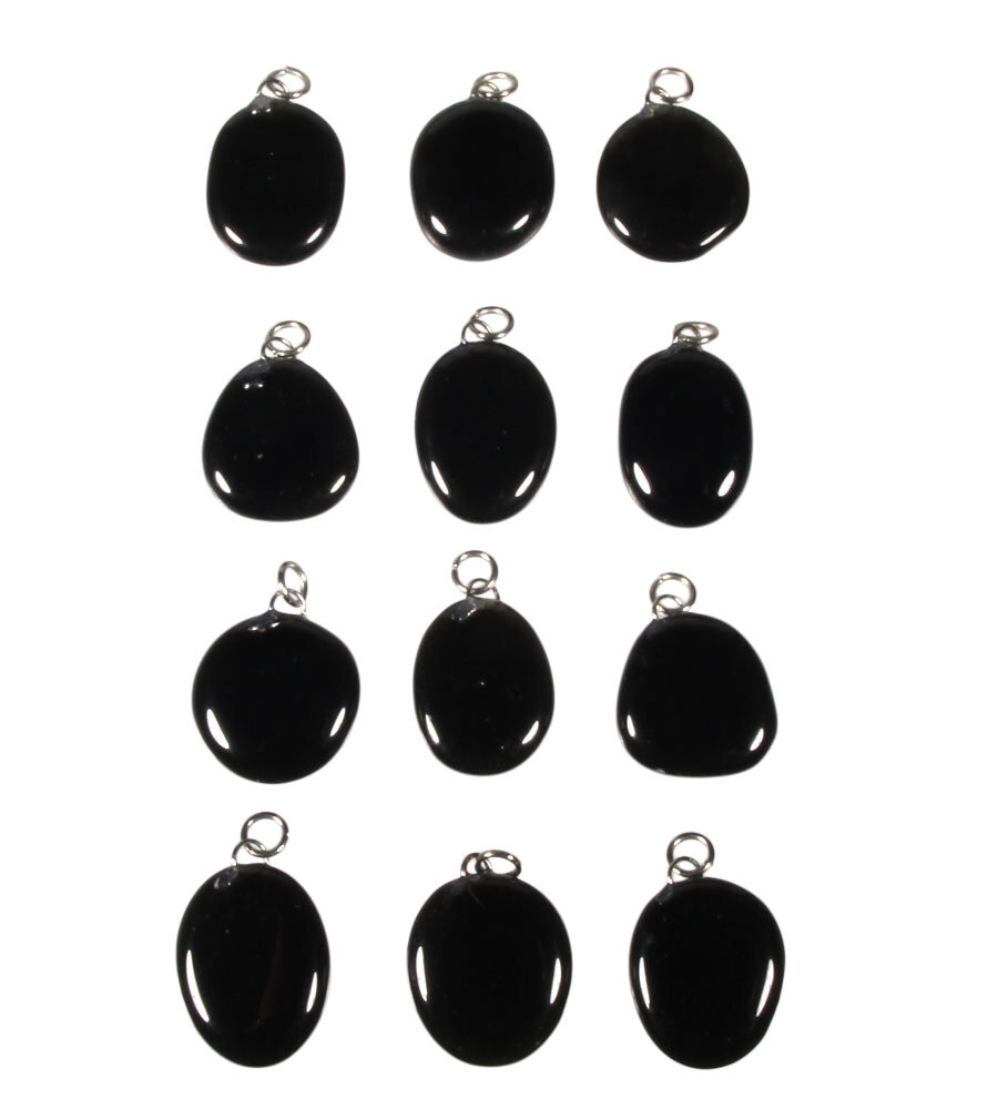 Obsidiaan (zwart) hanger ovaal