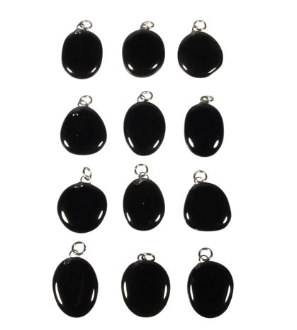Obsidiaan (zwart) hanger ovaal