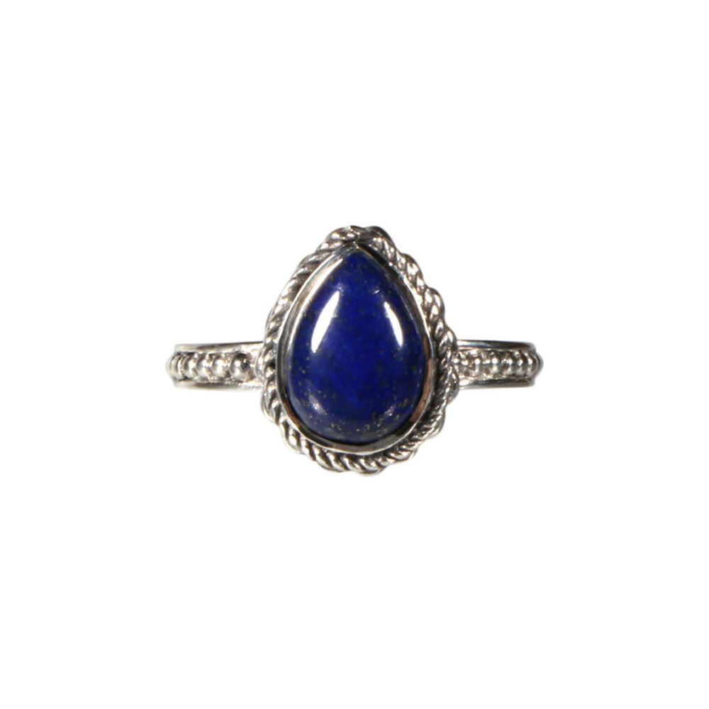 Zilveren ring lapis lazuli maat 17 1/2 | druppel bewerkte rand