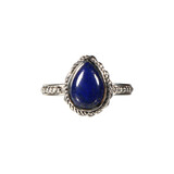 Zilveren ring lapis lazuli maat 17 1/2 | druppel bewerkte rand