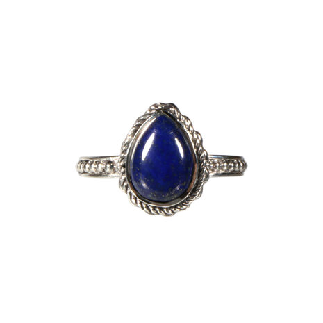 Zilveren ring lapis lazuli maat 17 1/2 | druppel bewerkte rand