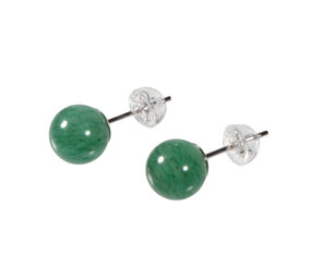 Zilveren oorstekers aventurijn bol 8 mm Zilveren oorstekers aventurijn bol 8 mm