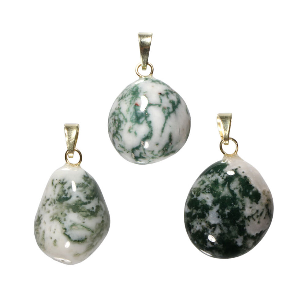 Agaat (boom) hanger met 14k gouden oogje