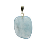 Aquamarijn (blauw) hanger met 14k gouden oogje Aquamarijn (blauw) hanger met 14k gouden oogje