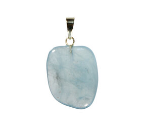 Aquamarijn (blauw) hanger met 14k gouden oogje Aquamarijn (blauw) hanger met 14k gouden oogje