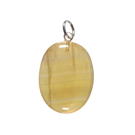 Fluoriet (geel) hanger met zilveren oogje Fluoriet (geel) hanger met zilveren oogje