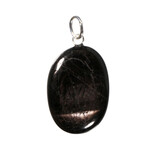 Hyperstheen hanger ovaal met zilveren oogje Hyperstheen hanger ovaal met zilveren oogje