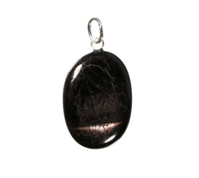 Hyperstheen hanger ovaal met zilveren oogje Hyperstheen hanger ovaal met zilveren oogje