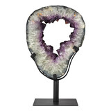 Amethist schijf open gepolijst 33 x 27 x 5,5 cm / 7710 gram | op standaard