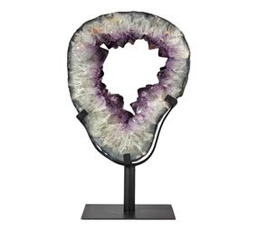 Amethist schijf open gepolijst 33 x 27 x 5,5 cm / 7710 gram | op standaard Amethist schijf open gepolijst 33 x 27 x 5,5 cm / 7710 gram | op standaard