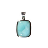 Zilveren hanger larimar | rechthoek 1,9 x 1,5 cm Zilveren hanger larimar | rechthoek 1,9 x 1,5 cm