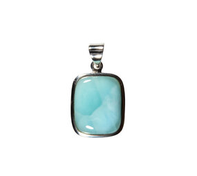 Zilveren hanger larimar | rechthoek 1,9 x 1,5 cm Zilveren hanger larimar | rechthoek 1,9 x 1,5 cm