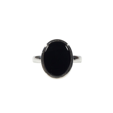 Zilveren ring onyx maat 19 3/4 | ovaal 1,6 x 1,2 cm Zilveren ring onyx maat 19 3/4 | ovaal 1,6 x 1,2 cm