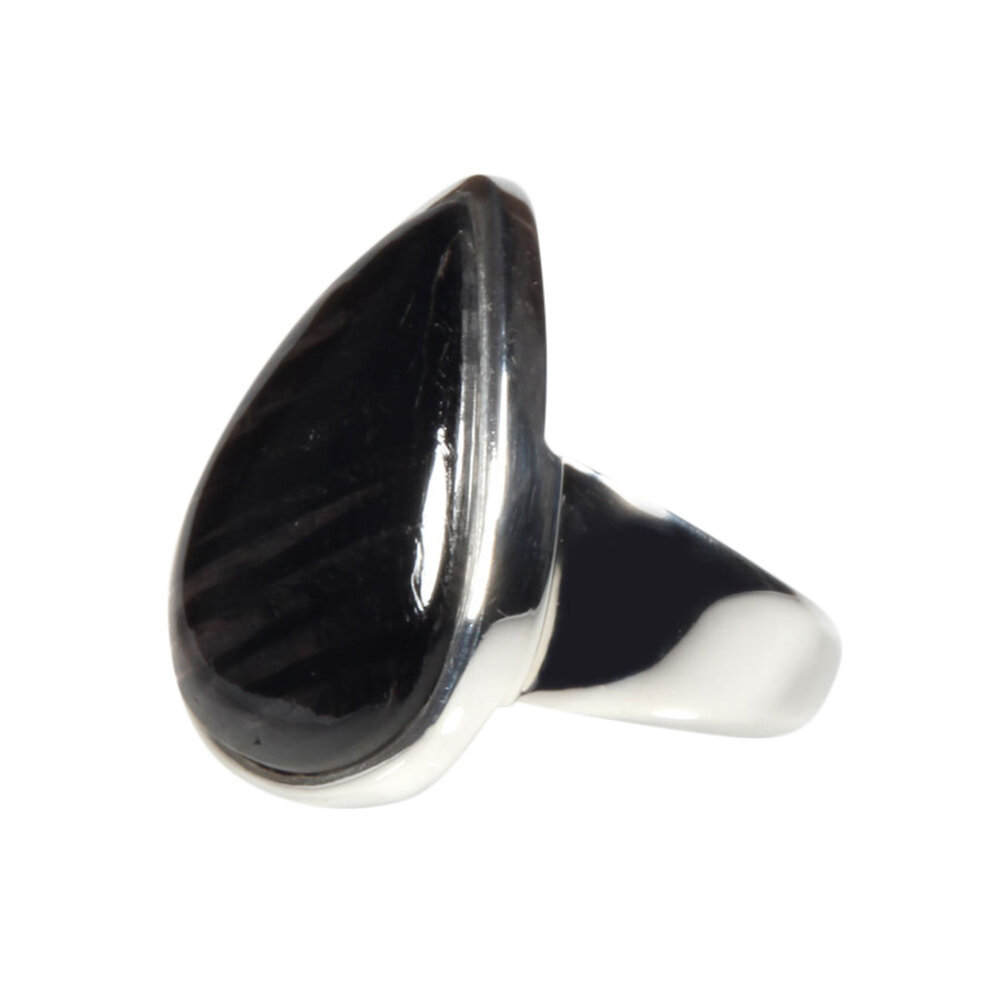 Zilveren ring hyperstheen maat 17 1/4 | druppel 2,2 x 1,9 cm