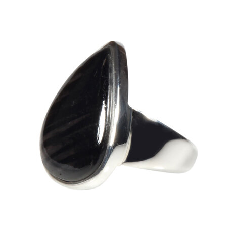 Zilveren ring hyperstheen maat 17 1/4 | druppel 2,2 x 1,9 cm