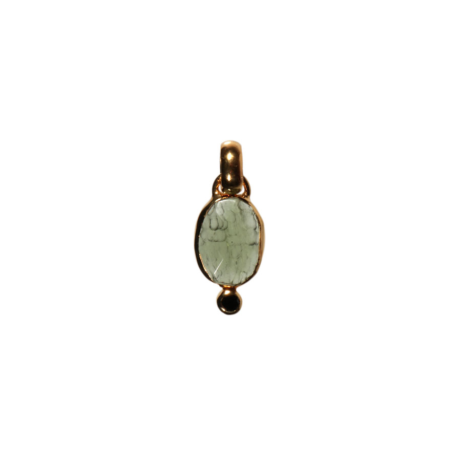 Gold filled hanger moldaviet met spinel | ovaal facet half gepolijst 1,3 x 0,9 cm