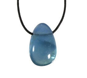 Fluoriet (blauw) hanger doorboord