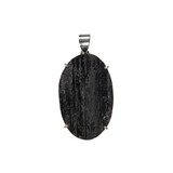Zilveren hanger toermalijn (zwart) | ruw ovaal gezet 3,7 x 2,4 cm Zilveren hanger toermalijn (zwart) | ruw ovaal gezet 3,7 x 2,4 cm