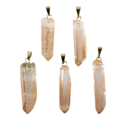 Golden healer (limonietkwarts) hanger kristal met 14k gouden oogje Golden healer (limonietkwarts) hanger kristal met 14k gouden oogje