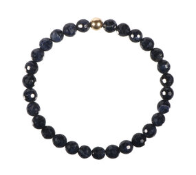 Saffier armband facet met 14k gouden kraal | 6 mm Saffier armband facet met 14k gouden kraal | 6 mm