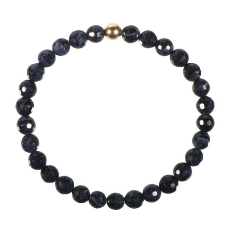 Saffier armband facet met 14k gouden kraal | 6 mm