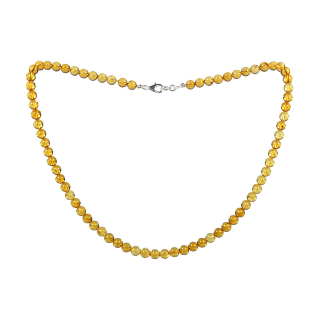 Barnsteen (geel) ketting 6 mm kralen