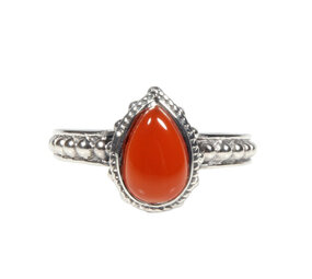 Zilveren ring carneool maat 16 1/2 | druppel bewerkte rand Zilveren ring carneool maat 16 1/2 | druppel bewerkte rand