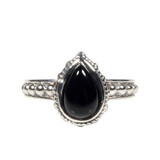 Zilveren ring onyx maat 16 1/2 | druppel bewerkte rand