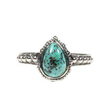 Zilveren ring turkoois maat 17 | druppel bewerkte rand Zilveren ring turkoois maat 17 | druppel bewerkte rand