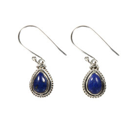 Zilveren oorbellen lapis lazuli | druppel ribbelrand Zilveren oorbellen lapis lazuli | druppel ribbelrand