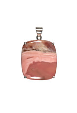 Zilveren hanger opaal (roze) | rechthoek gezet 3,2 x 2,8 cm