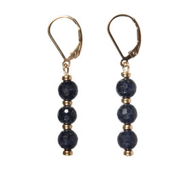 Gold filled oorbellen saffier facet | 3 bolletjes