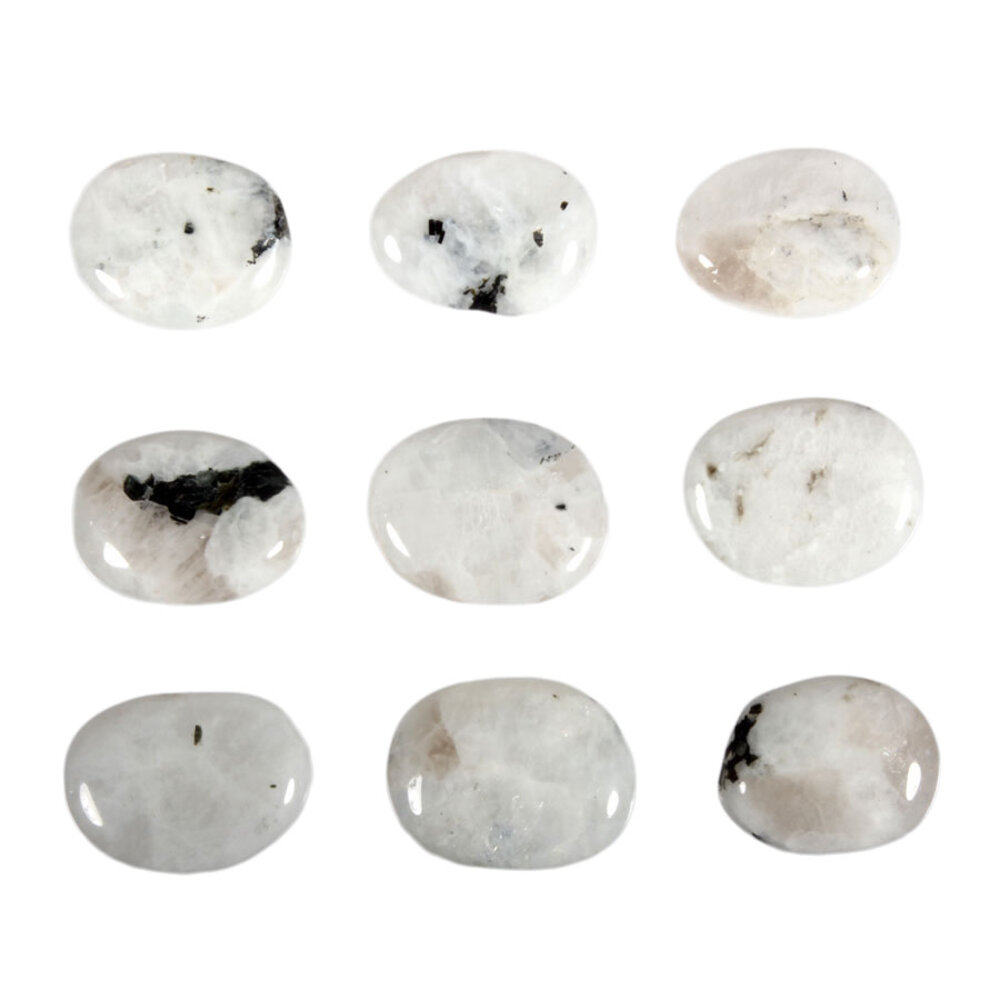 Maansteen (regenboog) steen plat gepolijst klein