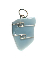 Opaal (Owyhee blue) hanger in zilverdraad