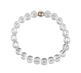 Bergkristal armband met 14k gouden kraal | 8 mm Bergkristal armband met 14k gouden kraal | 8 mm